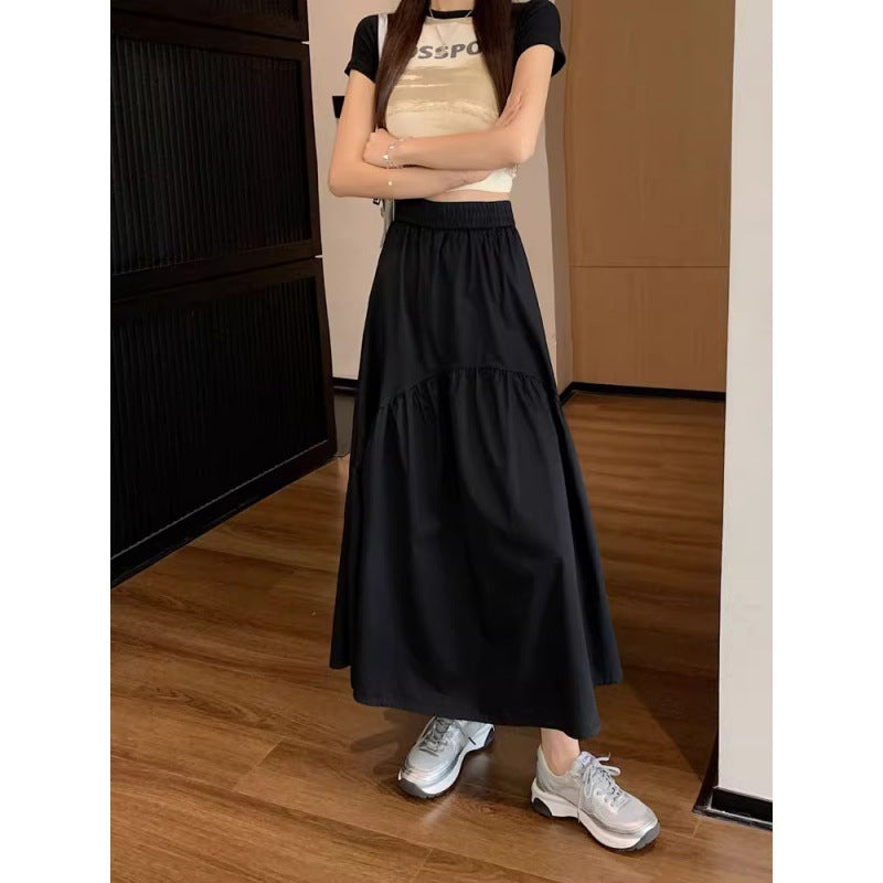 Womens Versatile Stylish Pleated Patchwork Skirt