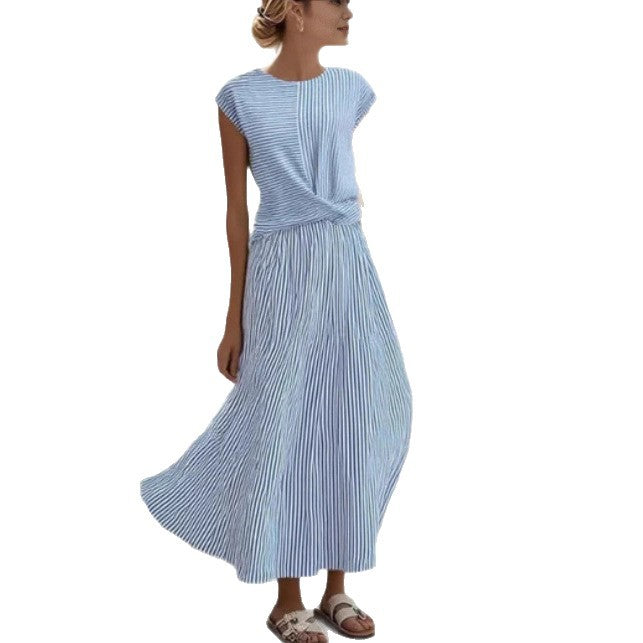 New Style Ruched Womens Figure-flattering Crew-neck Dress