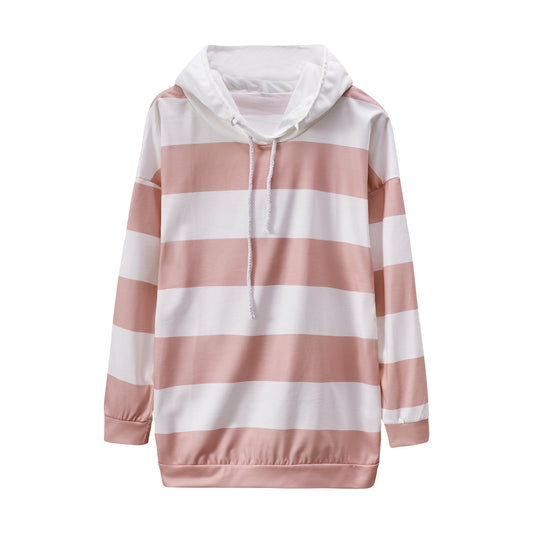 Langærmet stribet tynd sweater til damer