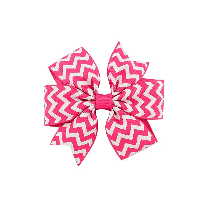 Handmade Baby V-ribbed Striped Bow Hair Clip