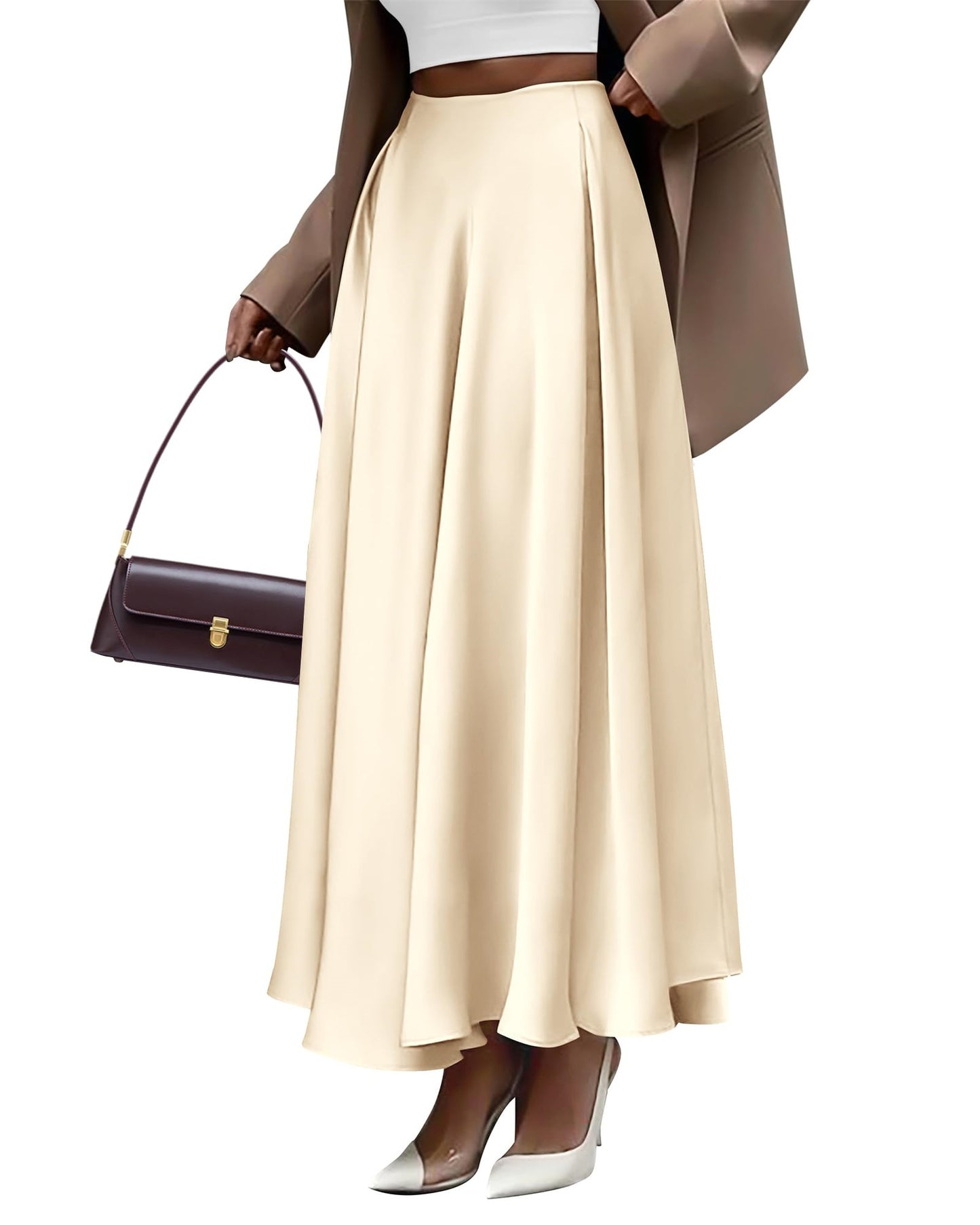 Solid Color High Waist Long Skirt Elegant Plus Size Skirt Women
