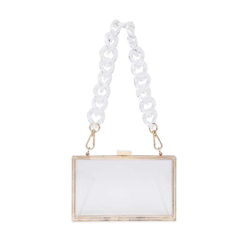 Transparent One-shoulder Messenger Mini Square Bag  Acrylic