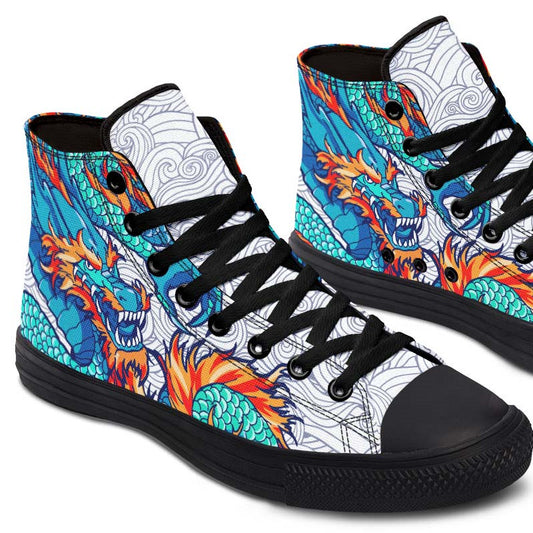Men's And Women's Fashion Color Printing High-top Canvas Shoes