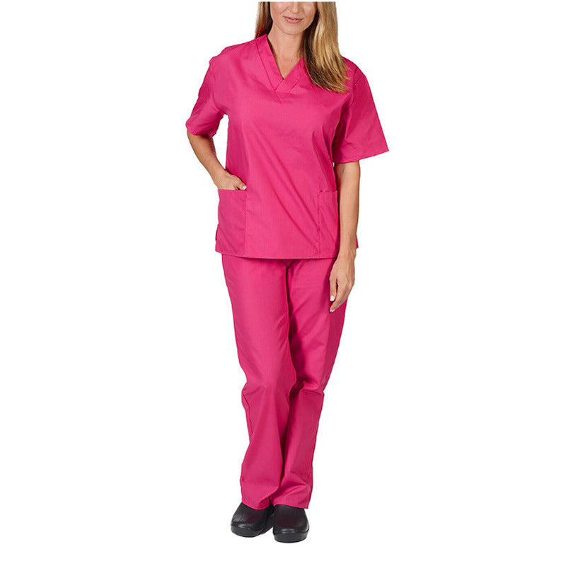 Solid-color V-neck Nursing Work Uniform Caregiver Uniform Nurse Attire