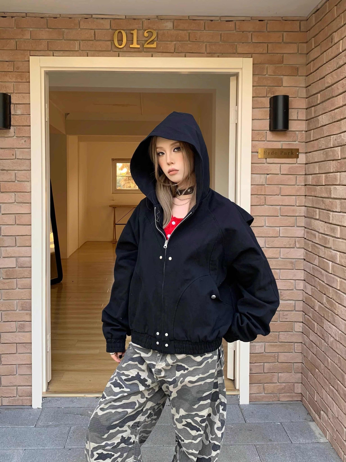 Couple Long Sleeve Hooded Overalls Jacket