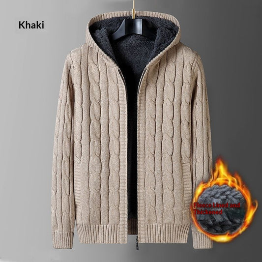 Loose Hooded Knit Men's Sweater Coat