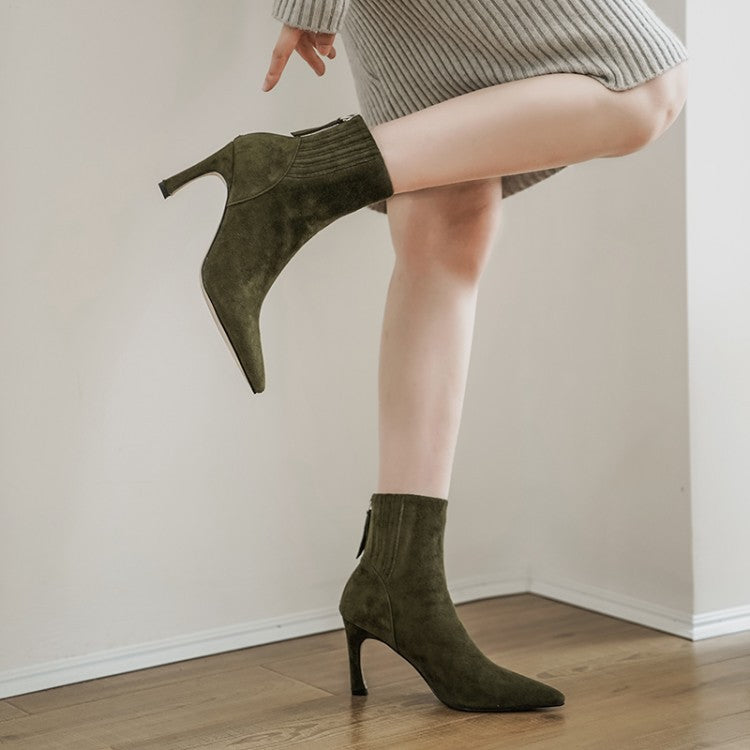 Fashion Stiletto Pointed Toe Ladies Short Boots