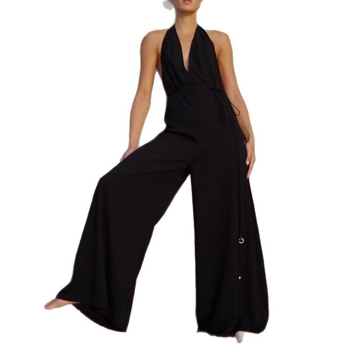Womens Stylish And Elegant V-Neck Halter Jumpsuit With A Chic Fashionable V-Neck