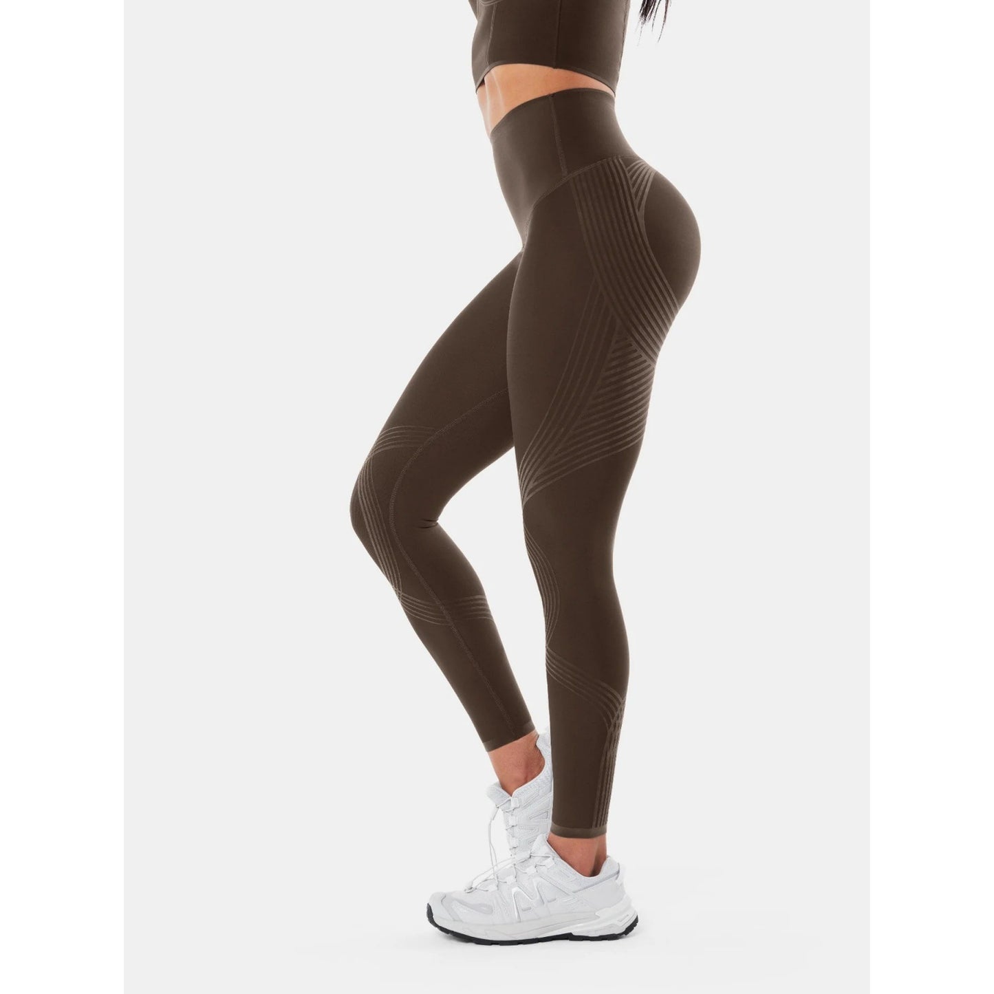 Womens High-waisted Butt-lifting, Form-fitting Workout Pants With A 3D Striped Design