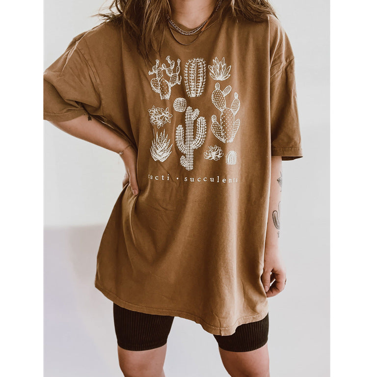 Women's Cactus Print Short Sleeve