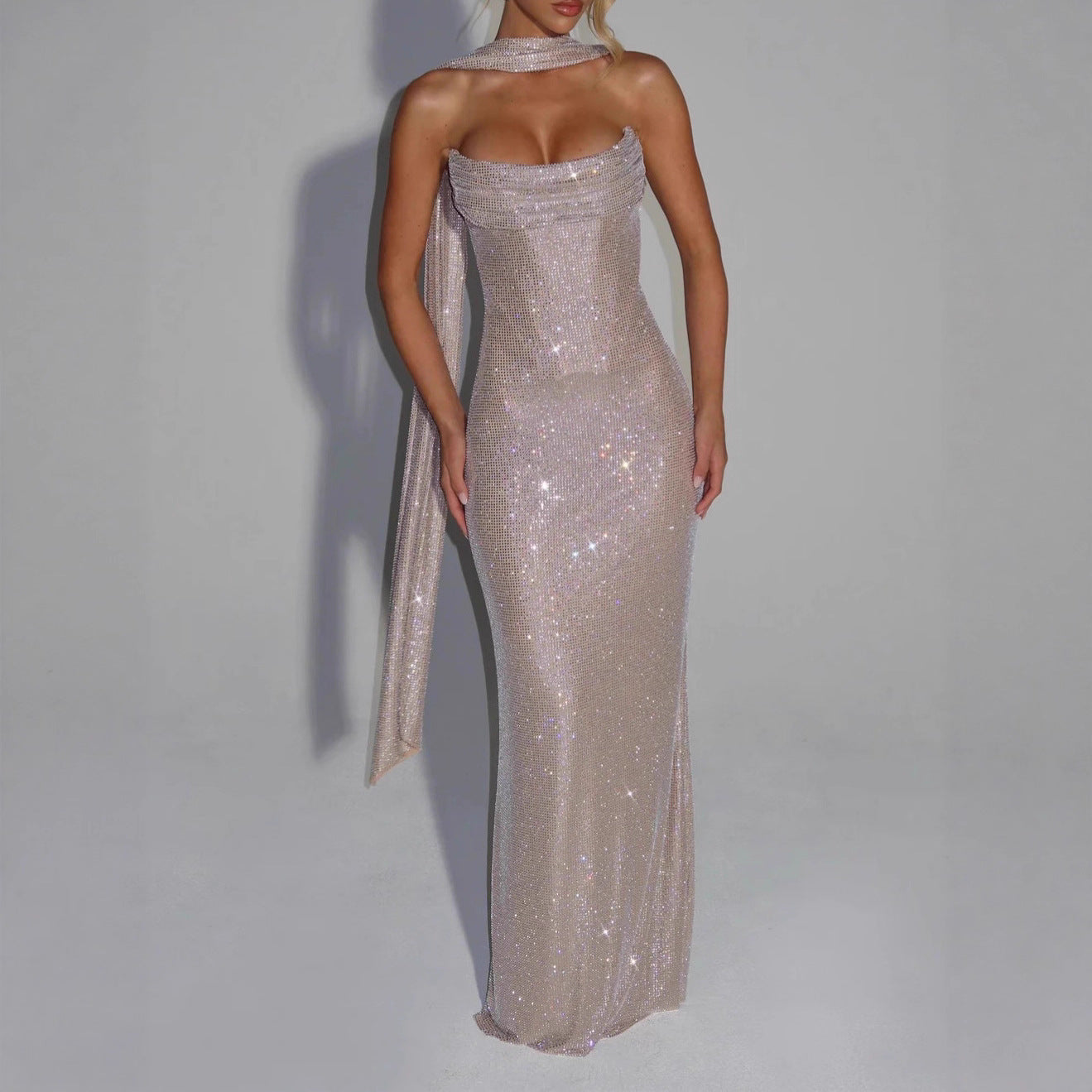 Spring Womens Long Sequin Dress