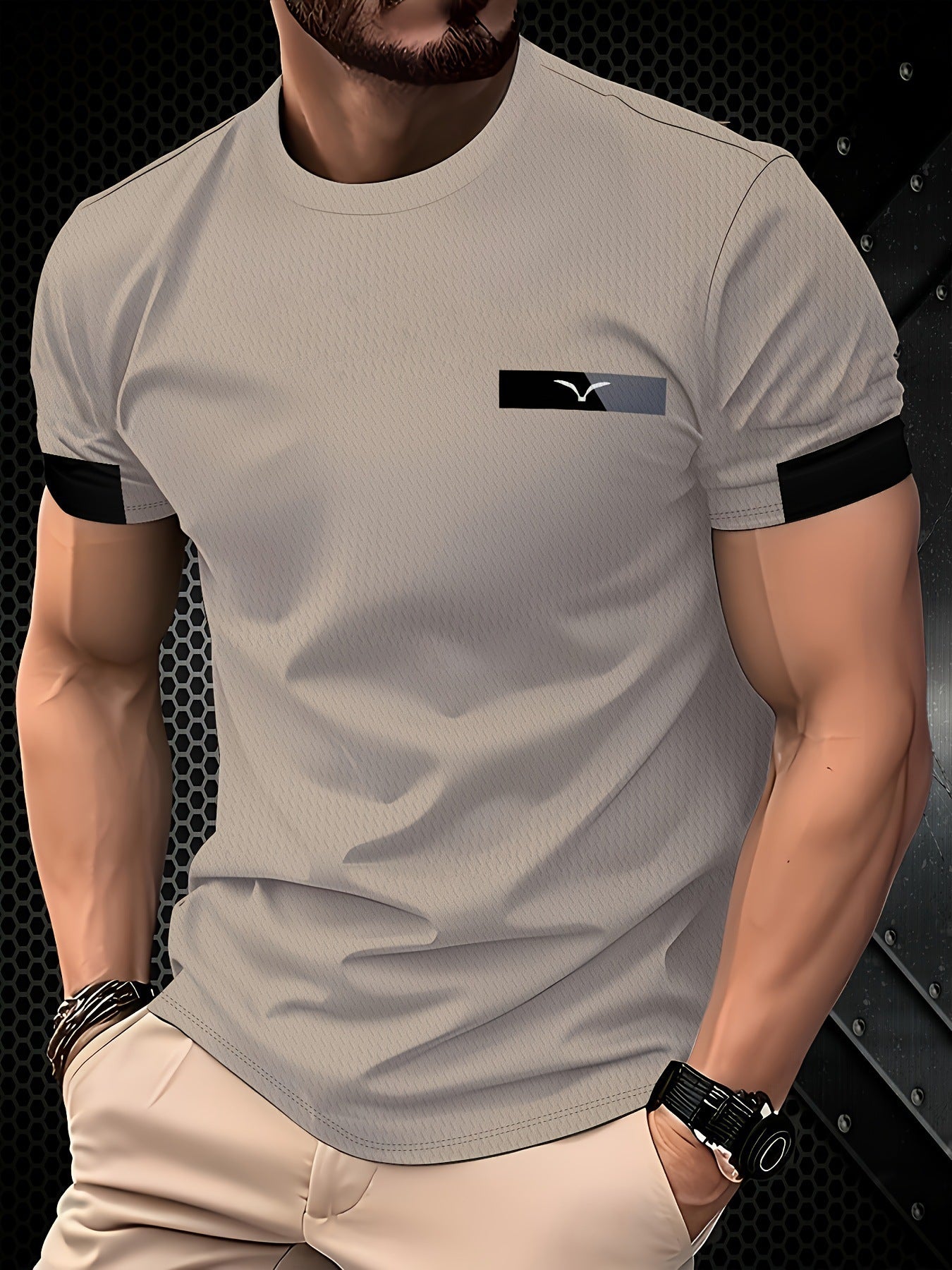Mens Casual Minimalist 3D Short Sleeve Printed T Shirt Top