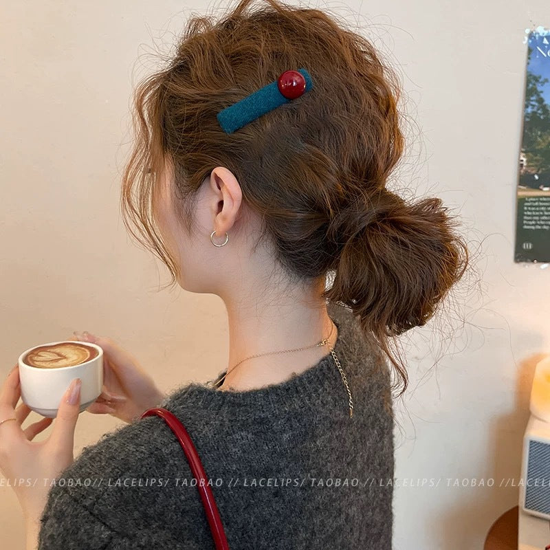 Blue Red Beads Barrettes Women