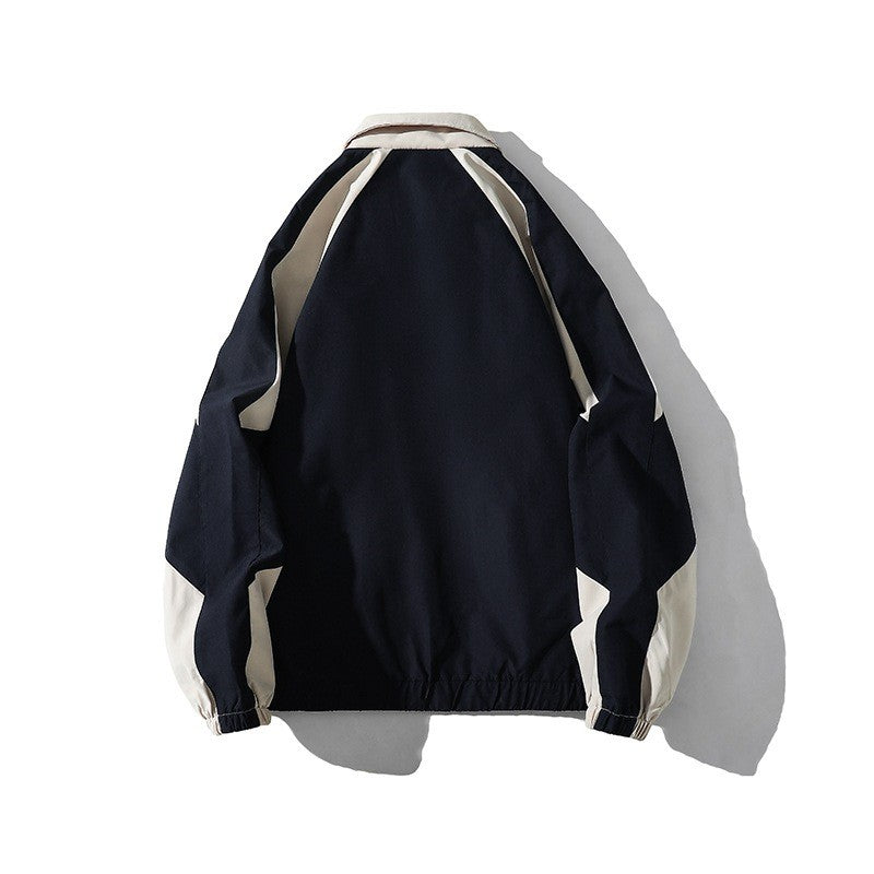 Men's Loose Japanese Style Embroidery Contrast Color Coat Jacket