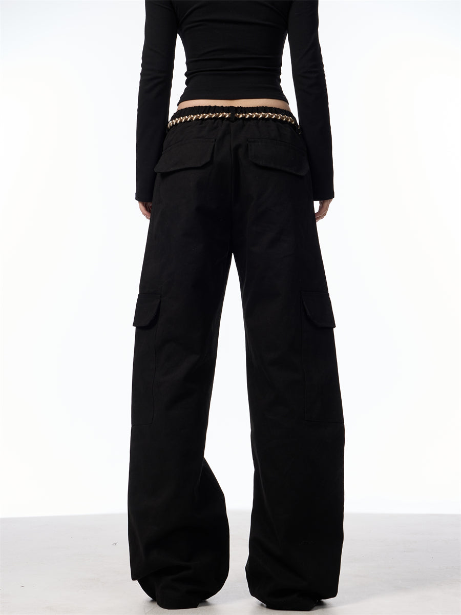Lace-up Cargo Slacks Women Loose Bf American