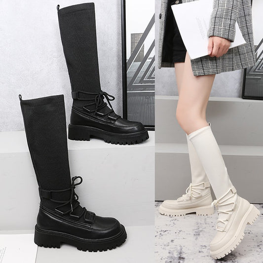 Women's Stretch Knit Socks High-tube Thick-soled High Boots