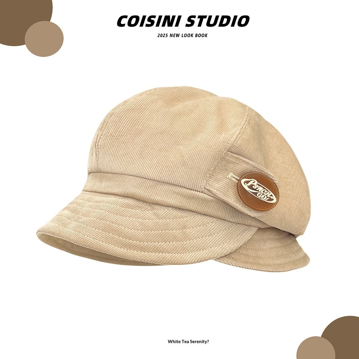 Japanese-style Retro Brown Corduroy Fishermans Hat With A Folded Brim