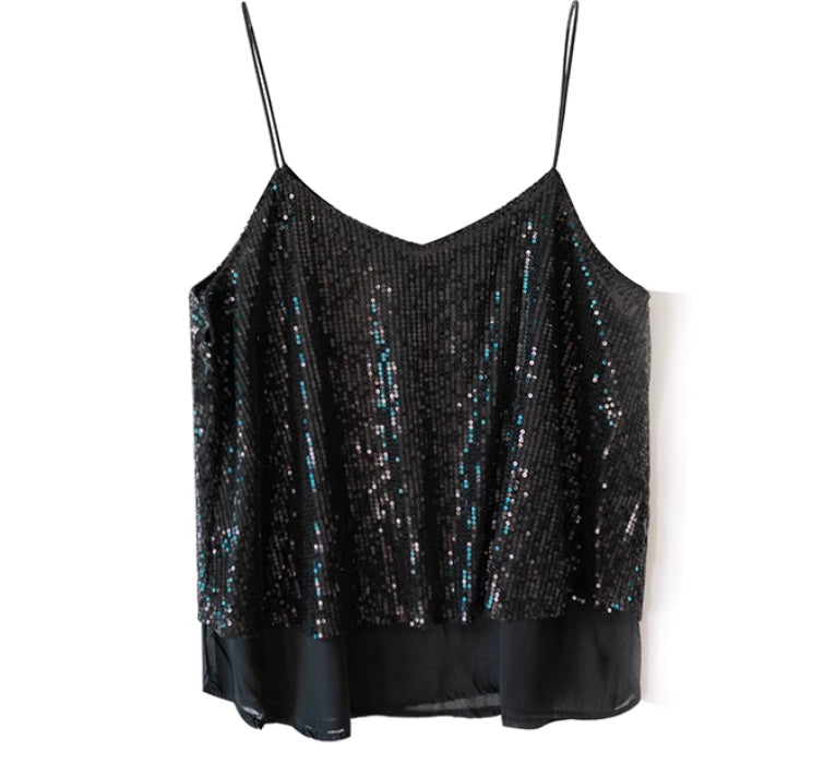 European And American Style Design Sense Niche Nightclub V-neck Glitter Heavy Industry Small Sling