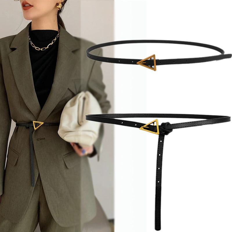Ladies Triangle Fashion Decorative Thin Leather Belt