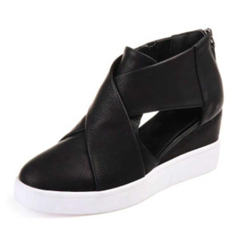 New style zipper wedge women's shoes