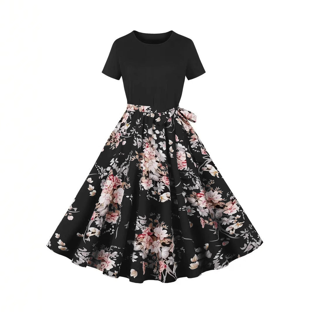 Women's Fashionable Retro Patchwork Elegant Dress