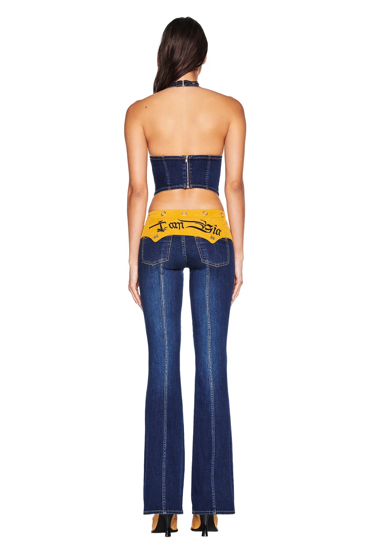 Corduroy Patchwork Denim Neck For Women