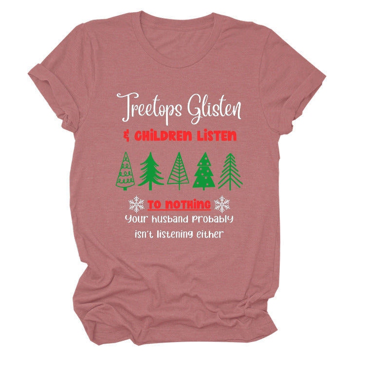 Christmas Print Casual Short Sleeve T-Shirt