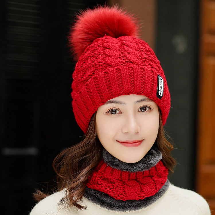 Fleece Knitted Hat Twist Wool One Size