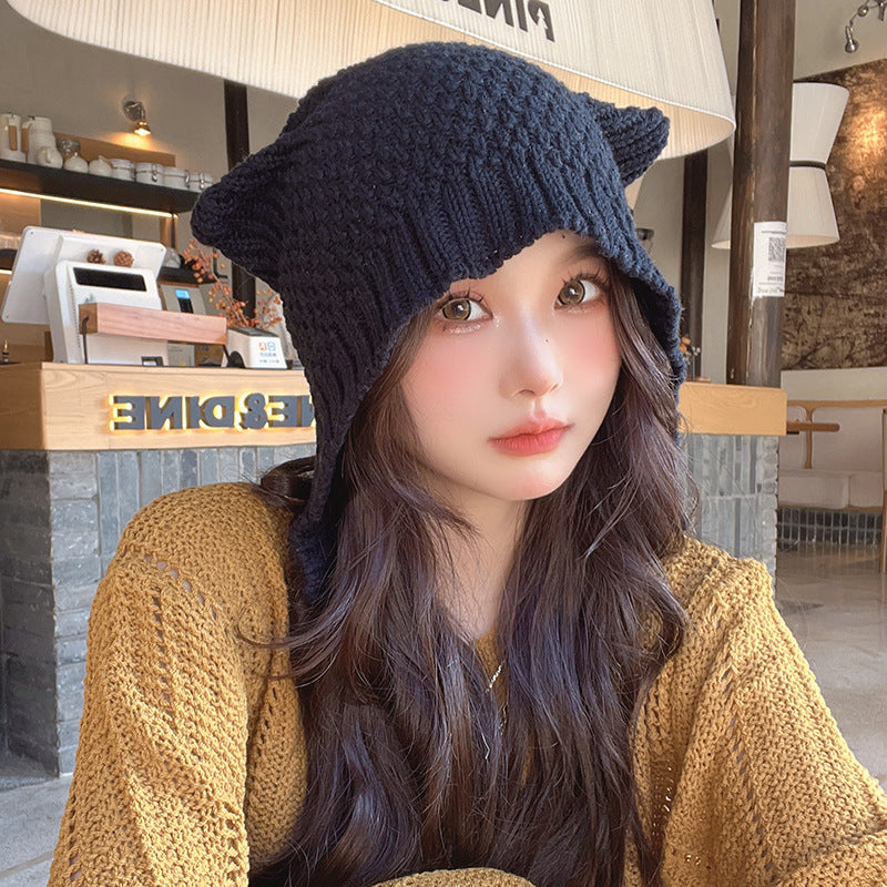 Women's Autumn And Winter Cute Earflaps Woolen Cap