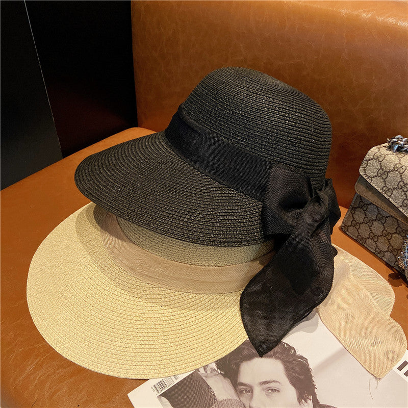 Women's Straw Large Brim Lace-Up Hat