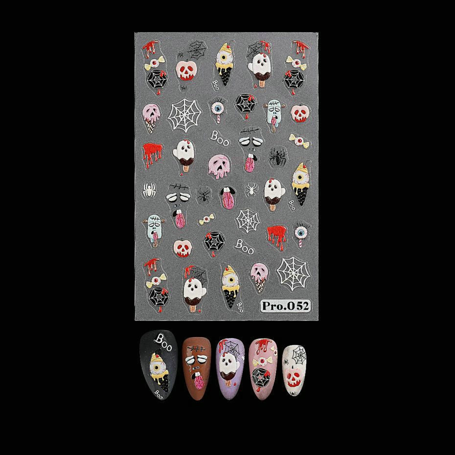 Wansheng Cartoon Cute Ghost Skull Spider Web Nail Back Glue
