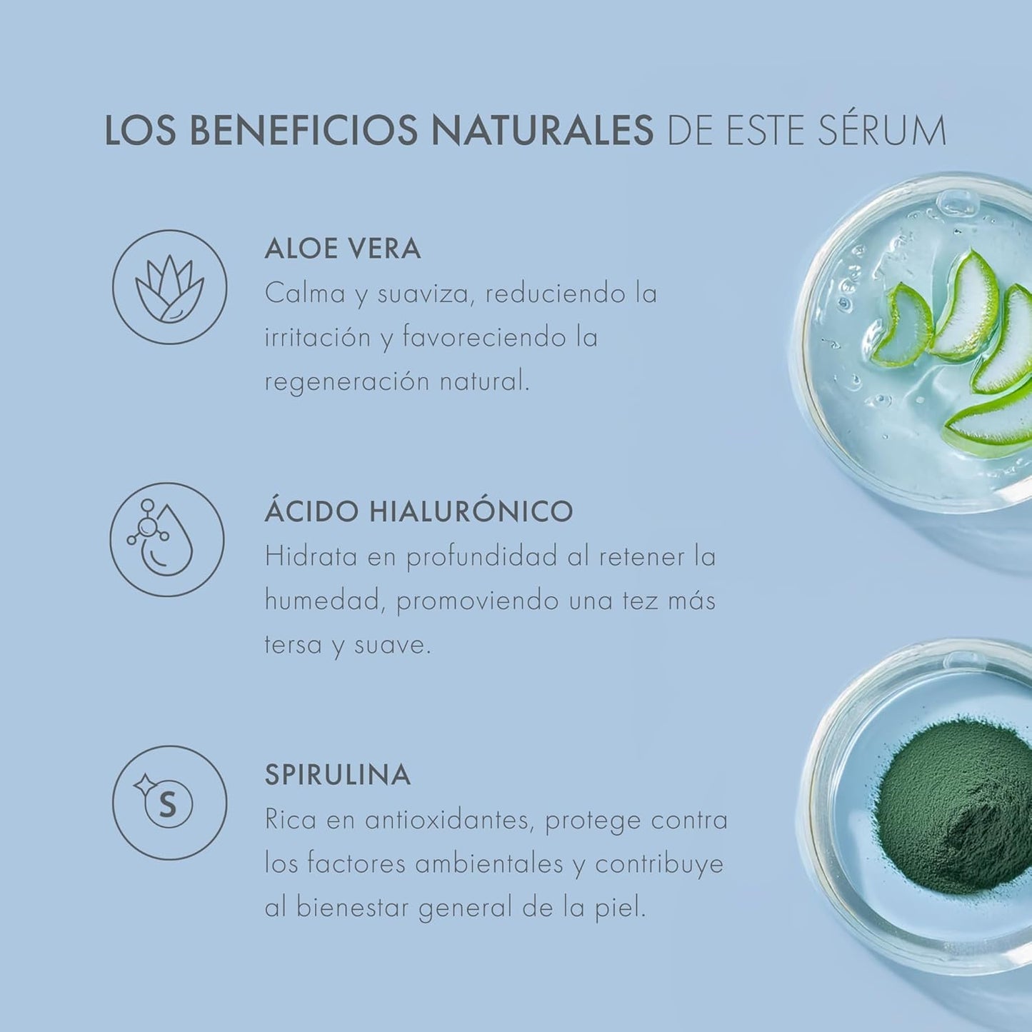 Satin Naturel Serum Facial Acido Hialuronico Orgánico 50Ml, Hidratante, Antiarrugas, Antimanchas Vegano - Piel, Cara Y Contorno De Ojos - Crema Hidratante Facial Mujer - Serum Acido Hialuronico
