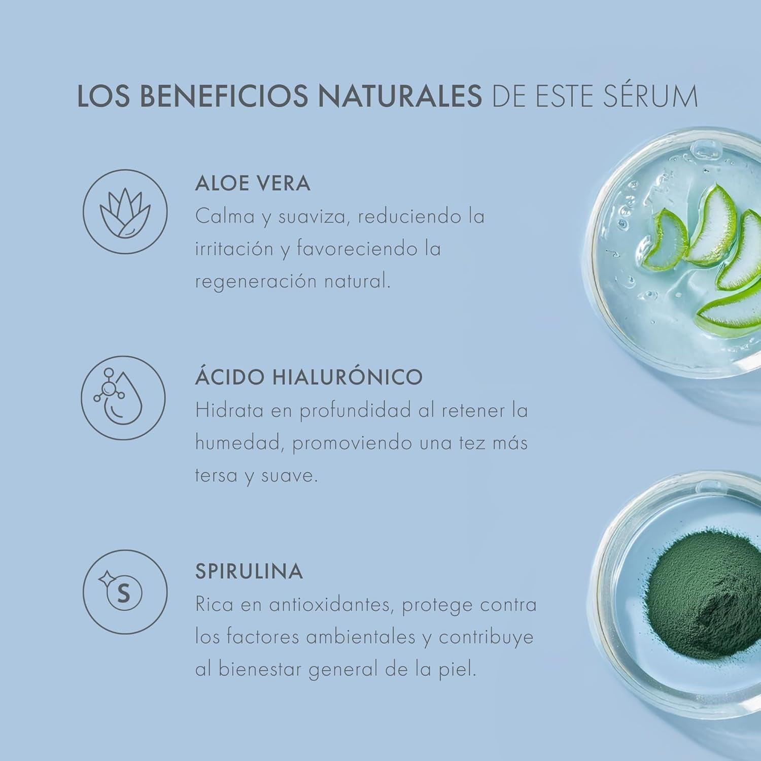 Satin Naturel Serum Facial Acido Hialuronico Orgánico 50Ml, Hidratante, Antiarrugas, Antimanchas Vegano - Piel, Cara Y Contorno De Ojos - Crema Hidratante Facial Mujer - Serum Acido Hialuronico