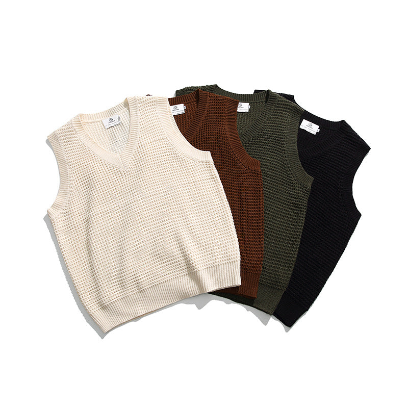 Japanese Leisure Knitted Vest All-match Shawl Small Shawl Sleeveless Top For Men