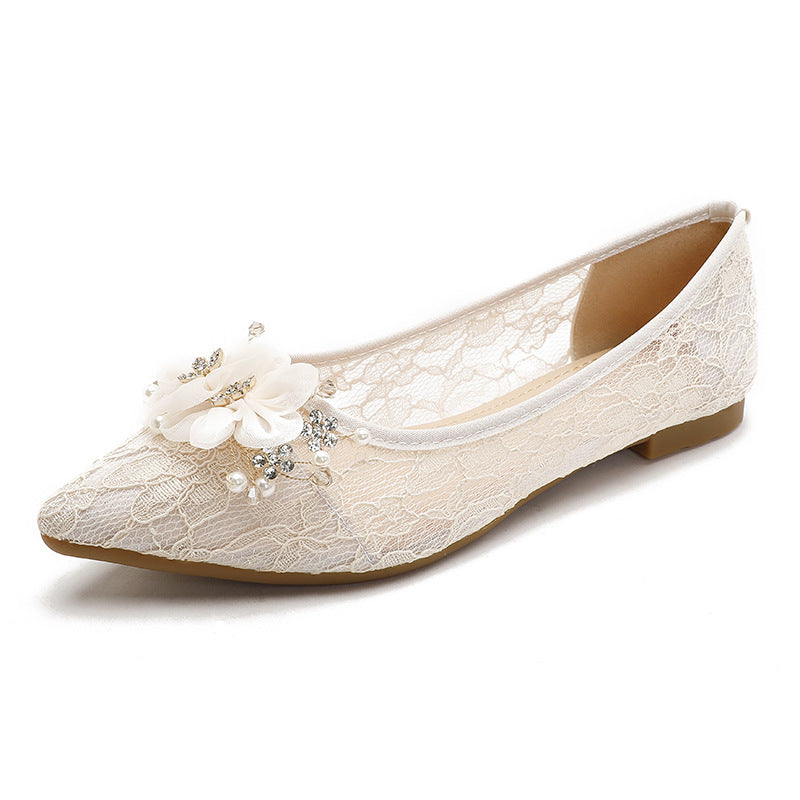 French Ethnic Minority High Sensitivity Apricot Wedding Shoes