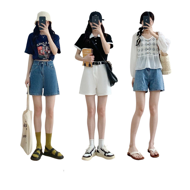 Women's High Waist Summer Retro Denim Shorts