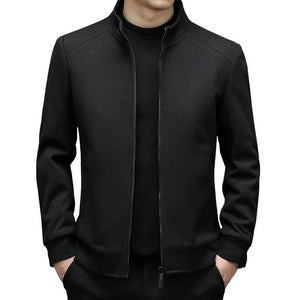 Mock Neck Zipper Casual Men's Warm Jacket