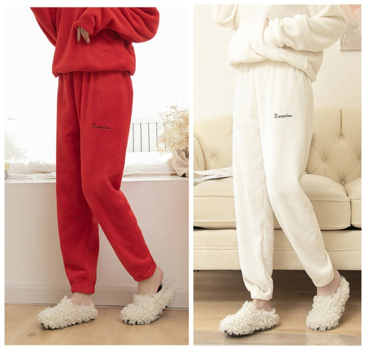 Korean Style Warm Coral Fleece Casual Loose Pajamas