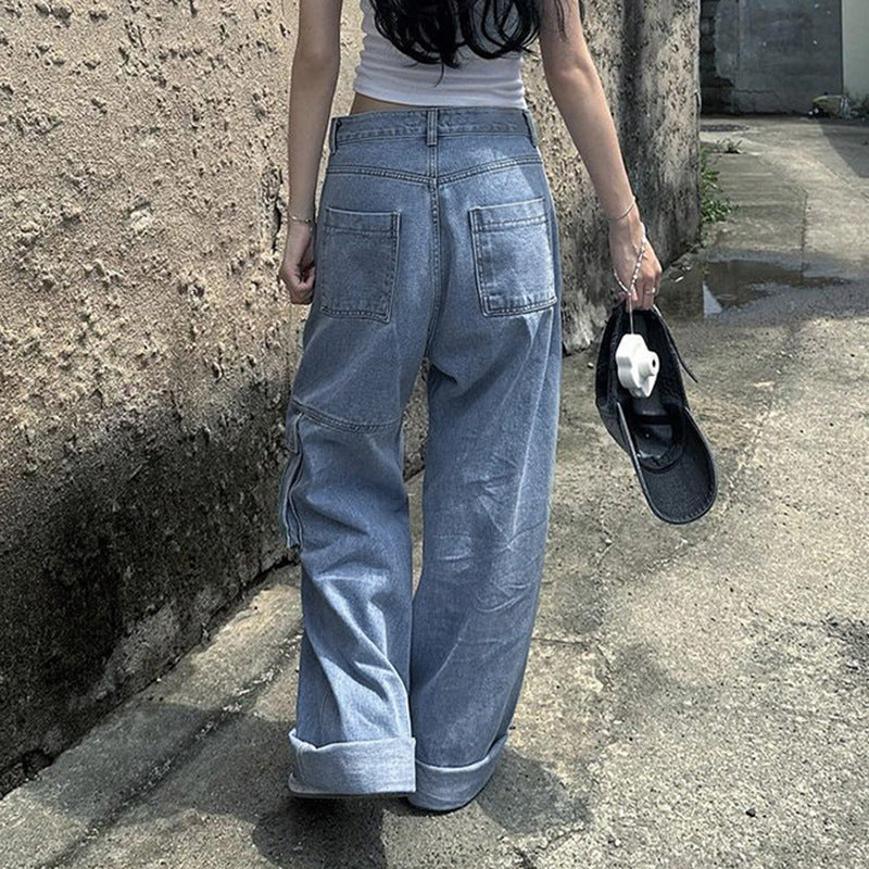 Women's Asymmetric Workwear With Pocket Jeans