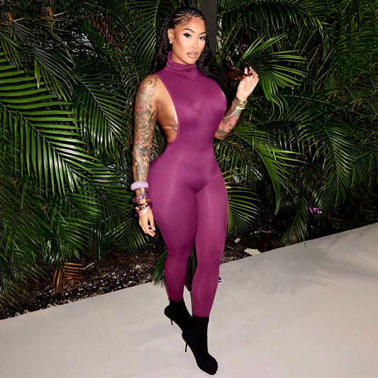 European And American-style Fashionable Sexy New High-neck Hollow-out Back One-piece Pants