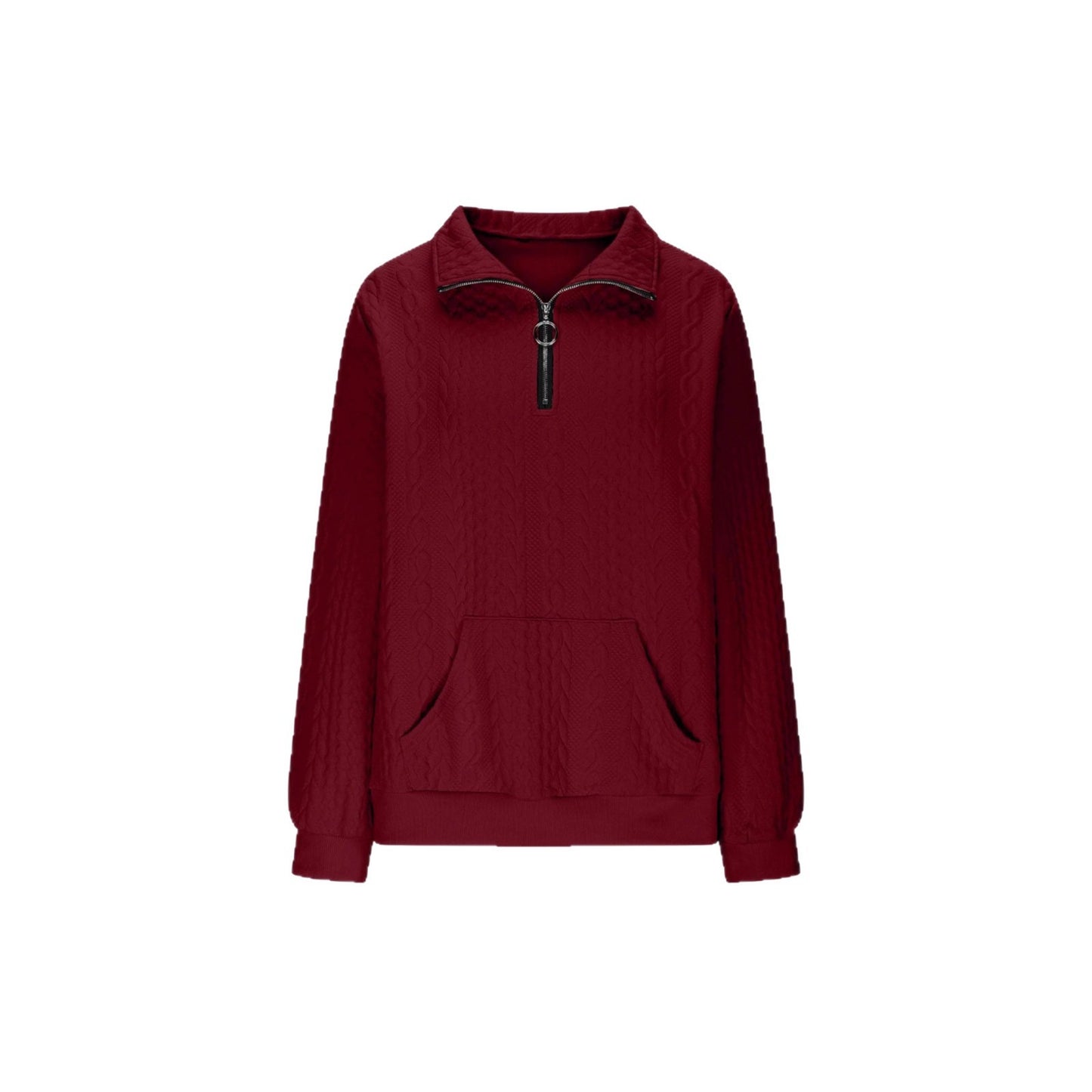 Womens Casual Lapel-collar Zip-up Long-sleeve Hoodie With Pockets