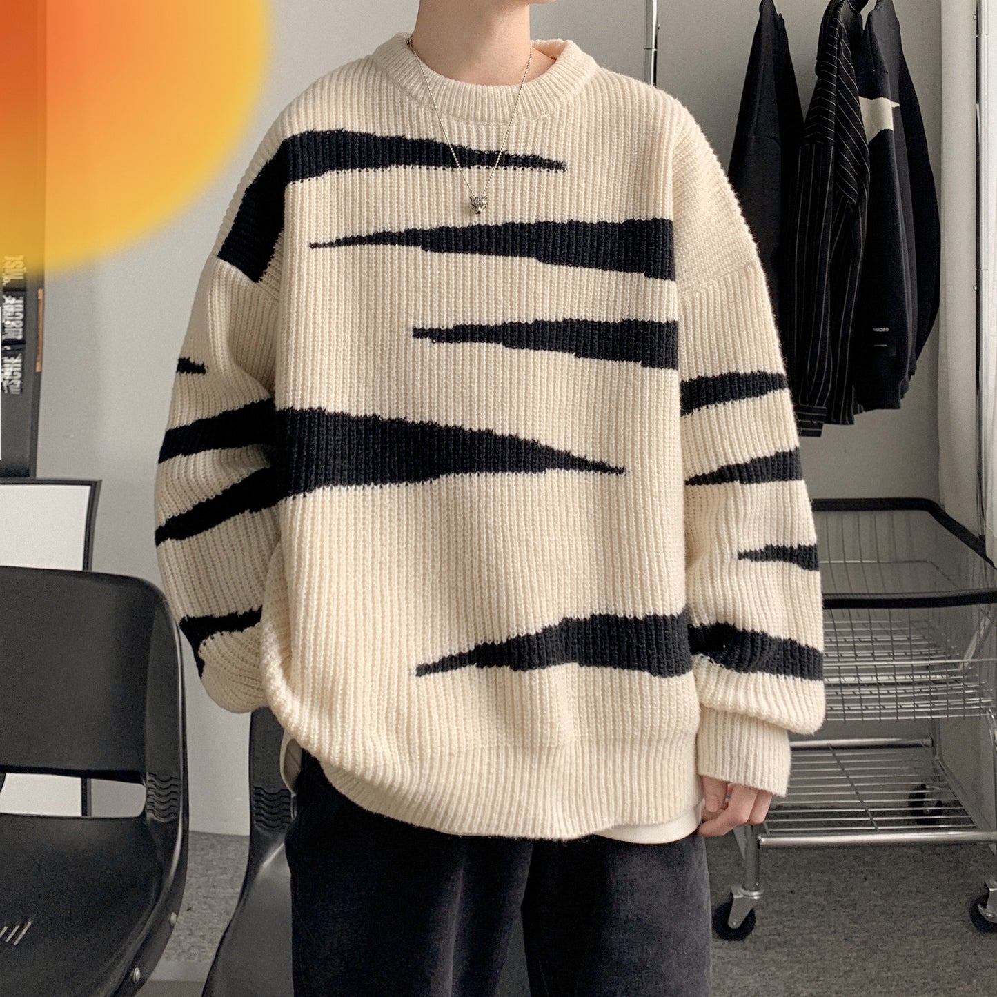 Men's Thick Round Neck Sweater Teenagers