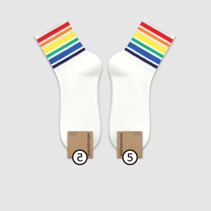 Simple College Style Striped Cotton Socks