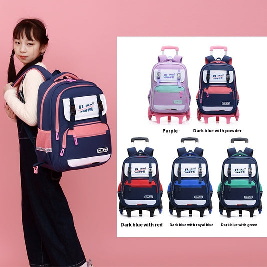 Children's Trolley Lightweight Shoulder Pad Wear-resistant Large Capacity Spine Protection Backpack Waterproof