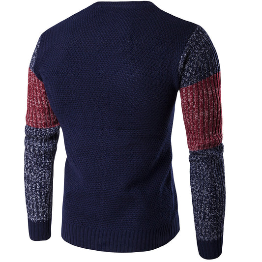 European And American Men's Sweater Fashionable Color Matching For Warmth