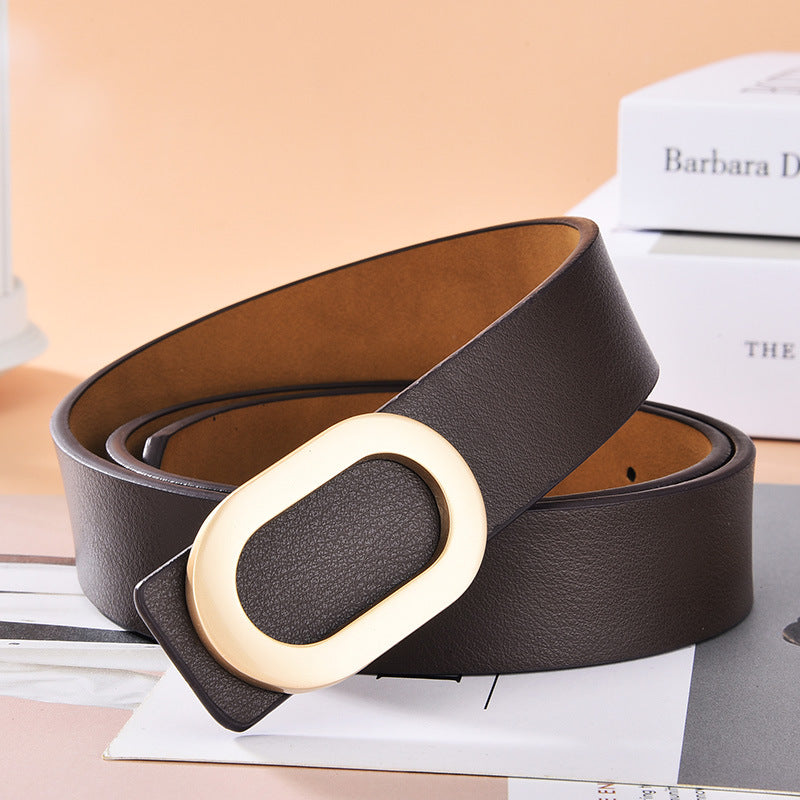 Simple And Versatile Oval Alloy Buckle Ladies Belt