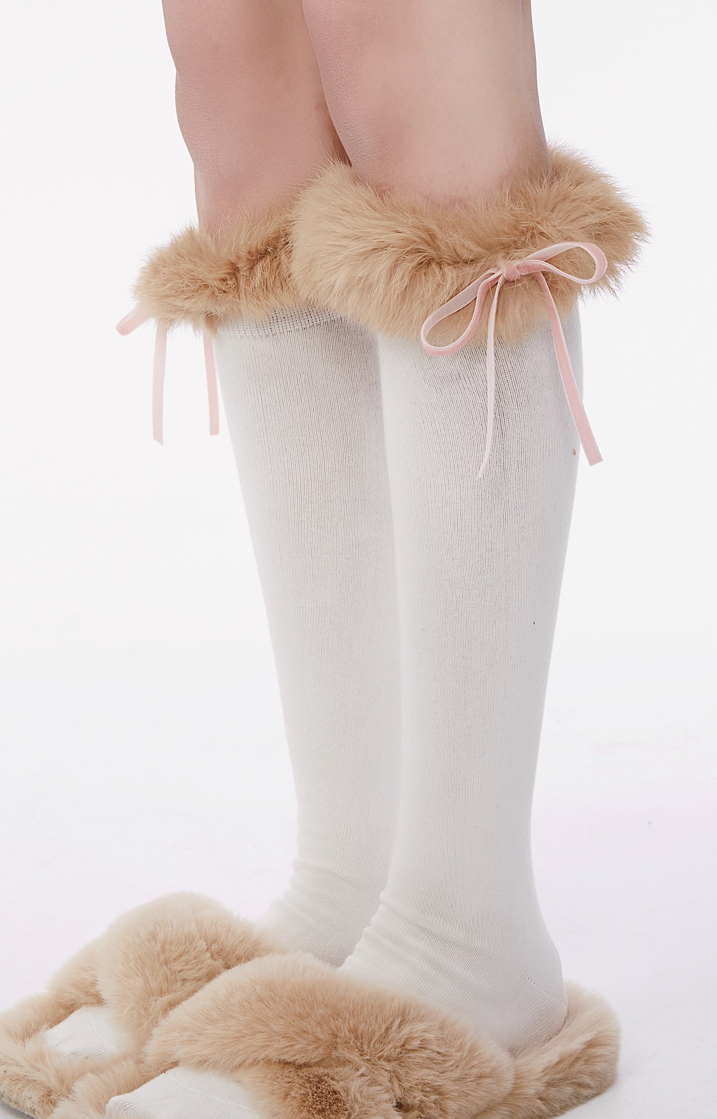 Real Rabbit Fur Cute Plush Stockings In Tube All-match Girl