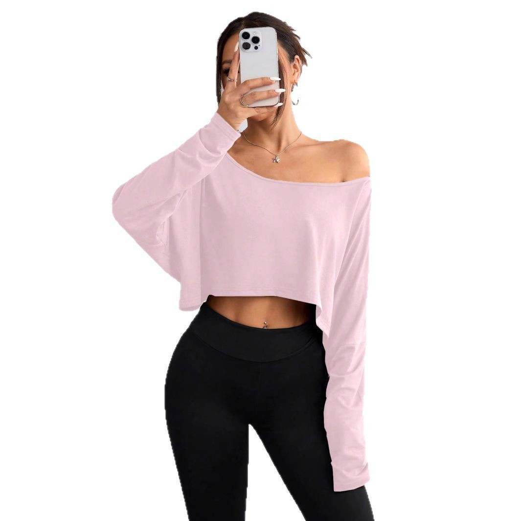 Fashion Off-shoulder Loose Bottoming Top T-shirt Ice Feeling