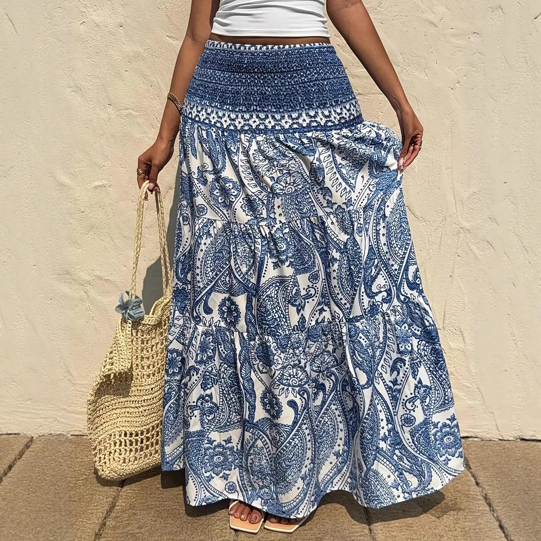 European And American Casual Printed Vacation Skirt