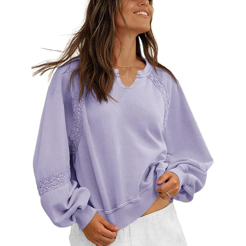 Dame Sweatshirt Afslappet V-hals Blonde Sweater